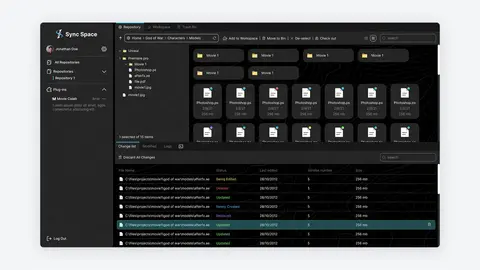 Sync Space desktop window using a Finder-like layout for locking files and tagging preferred versions